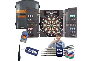 Best Sporting Elektronisk darttavla Oxford I elektronisk darttavla med LED-indikatorer I E-darttavla med 12 dartpilar och reservspetsar I darttavla skåp med valnötsutseende