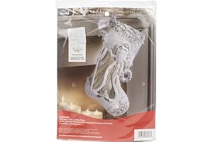 Bucilla Felt Stocking KIT Elegant, Cotton, White, One Size