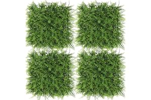 LUWENER 4PCS Artificial Plant Wall Panels, 100 x 100cm Regular Ferns Shrubs Grass Privacy Hedge Wall, Privacy Green Living Fence Grass Backdrop for Indoor Outdoor Home Garden Decoration(4,50x50cm)