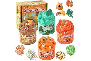 OKAYBEE Lot de 4 slimes au Beurre d'automne, kit de Slime pour Filles et garçons, Cadeaux de fête pour Enfants, Jouets sensoriels, Cadeaux de Pâques, d'halloween, de Noël pour Filles et garçons