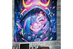 HOUHUANG Dipinti appesi, arazzi, murales e dipinti decorativi, anime fluorescenti, cartoni animati, materiale in poliestere (150cmx 150cm) per famiglie, bar e feste all'aperto (Strange Girl)