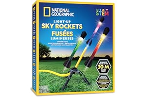 BLUE MARBLE NATIONAL GEOGRAPHIC Cohete de Aire para Niños – Lanzador de Cohetes LED, Salta y Lanza Cohetes de Espuma Propulsados por Aire hasta 30,5 Metros, Juegos al Aire Libre
