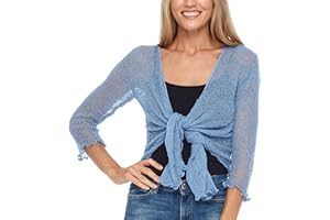 SHU-SHI - Cardigan/Coprispalle Trasparente - Effetto a Maglia - Donna