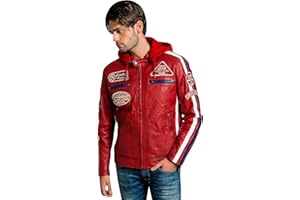 URBAN 5884 Motorradjacke Herren Leder, Herrenjacke aus Lammleder, verstaubare Protektoren für Rücken