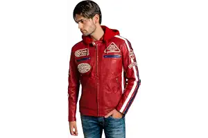 URBAN 5884 Motorradjacke Herren mit Protektoren, Lammlederjacke, Rücken-, Schulter- und Ellbogenprotektoren