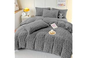 HOMEYA Edredón Borreguillo Invierno 240x260 cm para Cama 135/150, Reversible Franle Sherpa, Relleno Microfibra, Nórdico Cálido Suave, con 2 Fundas de Almohada 50X70 cm, Gris