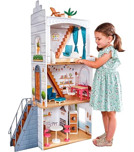 Casa De Muñecas KidKraft Con Noria - Incluye Muebles Y Accesorios