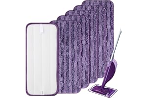 ZHYLUO 6 pièces Serpillères en Microfibre compatible avec Swiffer Wet Jet,Mop Pads Microfibres, Lingette pour Swiffer Wetjet, Têtes de rechange pour Nettoyage multi-surfaces Humides et secs