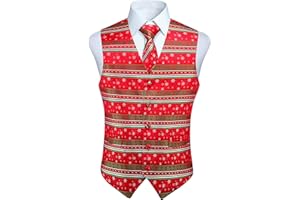 Enlision Gilet da Uomo Divertente Natale Festivo Babbo Natale Felice Gilet di Natale Cravatta Fazzoletto Gilet Set