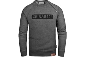 Grin&Bear Herren Crew Neck Kapuzenpullover Kapuzenjacke Hoodie mit Design Rubber Zip GEC541
