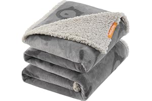 FEANDREA Waterproof Dog Blanket, Sherpa Fleece Pet Blanket for Medium Small Dogs, Cats, 203x152cm, Reversible Sofa Cover Protector, Machine Washable, Grey