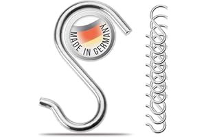 4smile S-Haken Edelstahl – 10er Set – Rostfreie Haken zum Einhängen, Küchenhaken für drinnen und draußen - Funktionale Aufhängehaken, Metallhaken zum Einhängen