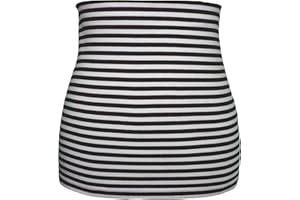 belldessa 3 in 1 : Jersey - Nierenwärmer Frau M - Streifen braun weiß - Shirt Verlängerer/modisches Accessoire - / Bauchwärmer/Bauchband - 100% Baumwolle