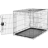 Amazon Basics Zusammenklappbarer Hundekäfig aus Metalldraht mit Bodenschale, Einzeltür, schwarz, L 91 x B 58 x H 64 cm