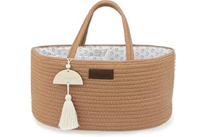 Yunioo Nappy Caddy Organiser for Baby Essentials for Newborn, Diaper Changing Bag, Baby Shower Gifts Basket, Diaper Caddy for Changing Table and Changing Mat, Toy Storage Basket - Brick