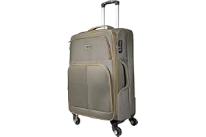MY TRAVEL BAG Stoff Reisekoffer Trolley Erweiterbar mit Zwillingsrollen (M/L/XL/XXL oder 4er Set) Weichgepäck (Khaki, Handgepäck (55cm))