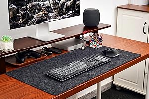 LeKuni Podkładka filcowa klasy premium, 90 x 40 cm, antypoślizgowa podkładka pod mysz XXL, do gier/pisania, organizer biurowy jest wodoszczelna i odporna na zarysowania, czarna, ZD08, czarny i szary