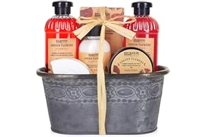 BRUBAKER Cosmetics - Coffret de bain & douche - Fleur de coquelicot - 7 Pièces - Bassine vintage décorative - Idée cadeau