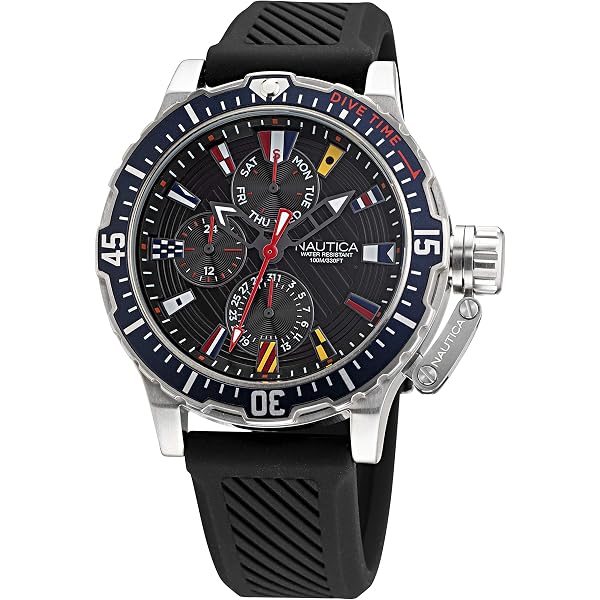 Orologio Nautica Uomo Cronografo, Quadrante Blu Navy, Bracciale Acciaio, 44,5 Mm, Impermeabile 100m