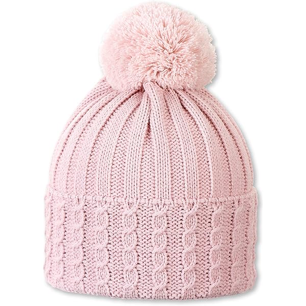 GOTS Strickmütze in Rosa mit eingestricktem Herz