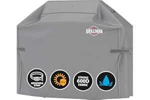 Grillman Funda Impermeable para Barbacoa, Color Canela Funda Protectora para Barbacoa Funda Impermeable para Barbacoa (132 cm, Gris)