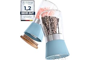 Hannah's Homebrand - Salz und Pfeffermühle mit Keramikmahlwerk - robuste Salzmühle für grobes Salz - ohne Inhalt (2er)