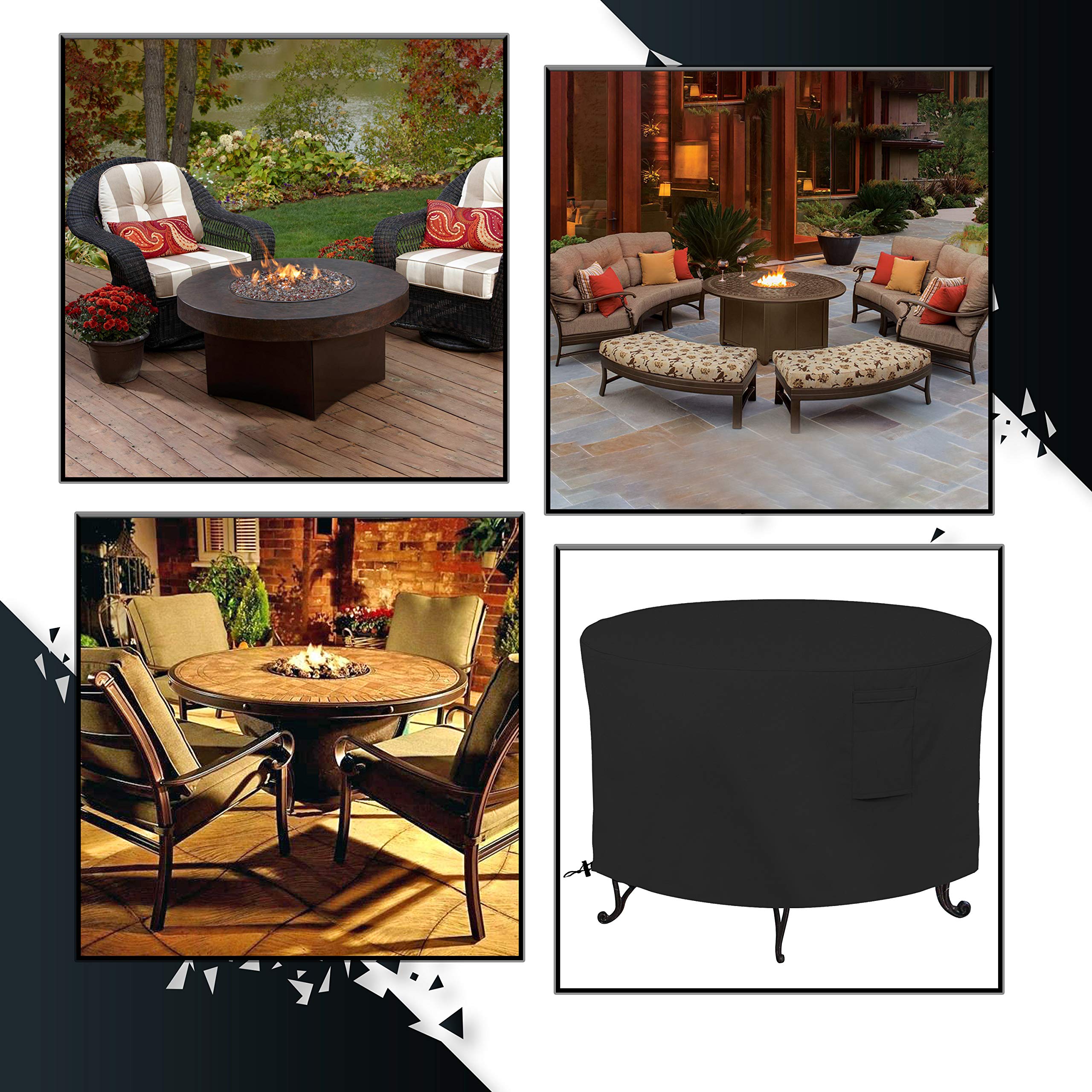 Fire Pit Outdoor Covers Waterproof, 100% UV Resistant, 18Oz PVC Heavy Duty Fabric with Air Pockets and Drawstring for Snug fit to Withstand Winds & Storms. – Bild 7