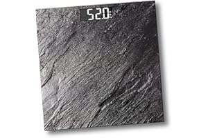 PUREFIT Digital Bathroom Scale for Measuring Body Weight - Marble Effect Ultra Slim, High Precision, Smart Scale with LED Display - Weighing Scale with Battery Included LB/KG/ST Max Weight 180KG