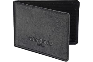 ALLEN & MATE Genuine Leather Bus Pass Travel Card Holder/Driving License Oyster, Minimalist Wallet Credit Card Holder (Black Premium)