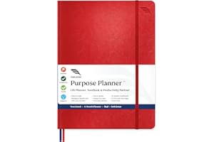 ROTERUNNER Purpose Planner Undated Monthly Weekly Daily Productivity Journal 2023 Optimised Life, Goal Setting & Business Tool for Academic Student, Professionals, Mums - Leather Day Organiser Notebook