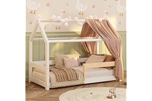 smartwood Letto Montessori Bambini 90x190 - Bianco - Lettino Ragazzi e Ragazze - Letto Casetta MILO con Sponda con Rete a Doghe - Carico massimo 230 kg