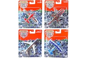 TOPTOYS2U BARGAIN BUNDLES Matchbox Sky Busters Paquete de 4 modelos fundidos a troquel con temática de horizonte de la ciudad, plumero de cosechas, helicóptero de la fuerza de la hoja, Boeing 7478 Intercontinental y