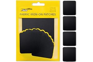 ‎ZEFFFKA ZEFFFKA Kleider-Flicken zum Aufbügeln für Innen und Außen Stärkster Kleber 100% Baumwolle schwarz Farben Reparatur-Dekorationsset 12 Stück Größe 3" x 4-1/4" (7,5 cm x 10,5 cm)