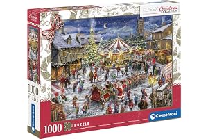 Clementoni 81505 Pussel Samling - Julmässan 1000 bitar - Pussel för vuxna 14-99 år, present till män/kvinnor, Tillverkad i It