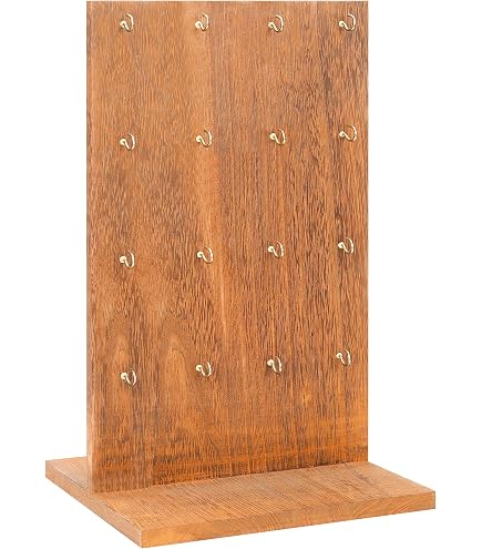 Présentoir à Bijoux En Bois Perforé Avec 78 Crochets - 20x10x35.5 Cm - Pour Boucles D'Oreilles, Bracelets, Porte-Clés - Maison Ou Magasin