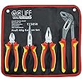 CCLIFE 4pcs Pliers Set, 170 mm Long Nose Plier, 170mm Combination Plier，160 mm Side Cutters, 250 mm Water Pump Pliers, Hardened Jaws Cutting Edges for DIY Household Repair