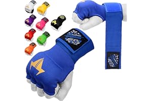 BRAMMO Boxing Hand Wraps Inner Gloves, Muay Thai MMA Martial Arts Punching Speed Bag Training Bandages, Quick Long Wrist Straps, Elasticated, Padded Fist Hand Protection, Handwraps