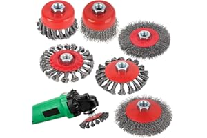 ACOMTUO 6 Pezzi Spazzola Metallica Smerigliatrice Angolare, M14 Spazzola Acciaio, Diametro 75 mm e 100 mm Spazzola di Ferro per Trapano, per Levigatura, Rimozione Della Ruggine e Rimozione Della Vernice