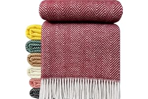 ‎STTS INTERNATIONAL STTS International Wolldecke 100% Schurwolle Wohndecke 140 x 200 cm Tagesdecke Schurwolldecke Woll-Plaid Tirol in vielen Farben erhältlich (Dunkelrot (D-M)