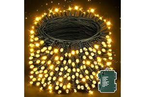 Auriostar Christmas Tree Lights Indoor - 20m 200LEDs Xmas Fairy Lights Battery Operated with 8 Modes Timer, IP44 Waterproof Battery Lights for Garden/Bedroom/Camping/Gazebo/Outdoor(Warm White)