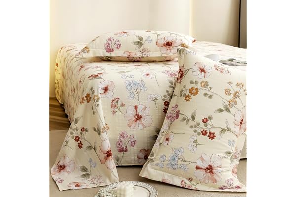 Story@Home King Size Bedsheet | Cloud Cotton Flatsheet King Size with Two Pillow Covers| Super Soft Bed Sheet for King Size B
