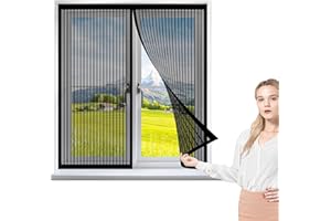 GOUZOO Zanzariera Per Finestra 55 x 130 cm, Tenda Anti-insetti Zanzare, Resistente Traspirante Per Porte Finestre Tenda, Nero