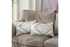 hi-home Dekoracyjne poszewki na poduszki w stylu boho 30 x 50 cm, 2 szt., z ukrytym zamkiem błyskawicznym (Cream White)