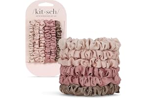 Kitsch Satin Scrunchies for Women - No Crease Hair Ties for Girls | Scrunchies For All Hair Types and Textures, Perfect for Day or Night | Ideal Gifts for Women - 6 Pcs, Terracotta