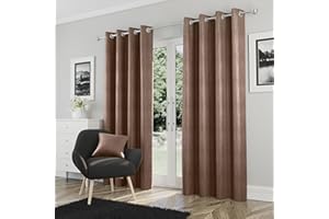 Enhanced Living Goodwood Eyelet Bronze Curtains for Bedroom with Subtle Wave Pattern - 46x72 inch (117x183 cm) - Noise Reducing Thermal Curtains for Bedroom - 2 x Curtain Panels