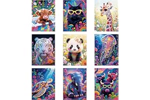 MICHIHOMIE 9 Piezas Diamond Painting Niños, Pintura de Diamante, Cuadros Diamantes 5D para Niñas y Adultos Principiantes, Dibujos con Diamantes para Casa DecoracióN