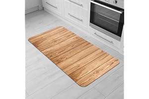 Comart - Tappeto Cucina Malaga - Passatoia 100% PVC - Antimacchia - Antiscivolo - Impermeabile - Tappetino Lavabile in Lavatrice - Corsia Moderna per Cucina e Corridoio - Legno Beige - 55x100 cm