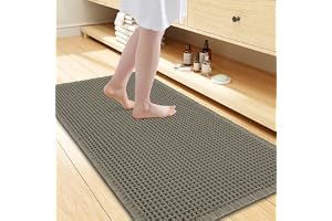 Homaxy Våffelbadmatta halkfri badmatta, grön 60 x 120 cm | Extremt absorberande och snabbtorkande badmatta, mjuk och bekväm b
