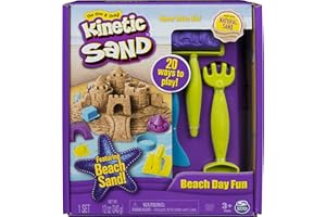 Kinetic Sand, Beach Day Fun Playset with Castle Molds, Tools, And 12 oz. of for Ages 3 And Up