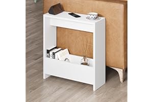 HOCUS PICUS Side Table with Magazine Rack for Living Room and Office - Many Colour Options - Side/End Table - 55 x 20 x 60cm (White)